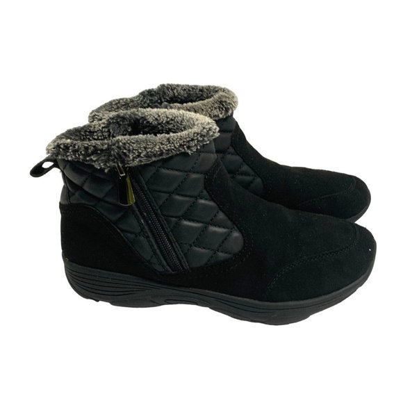 Easy Spirit Womens Size 6.5 Black ankle Boots Bootie Fur trim J12 Vance Side Zip - Picture 5 of 5
